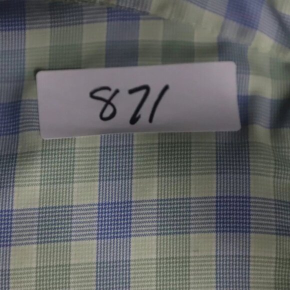 UNTUCKit Button Up Shirt Men M Green/Blue Plaid Casual Spread Collared Polyester - Picture 8 of 8